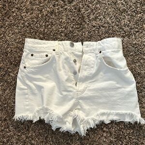 zara white denim shorts